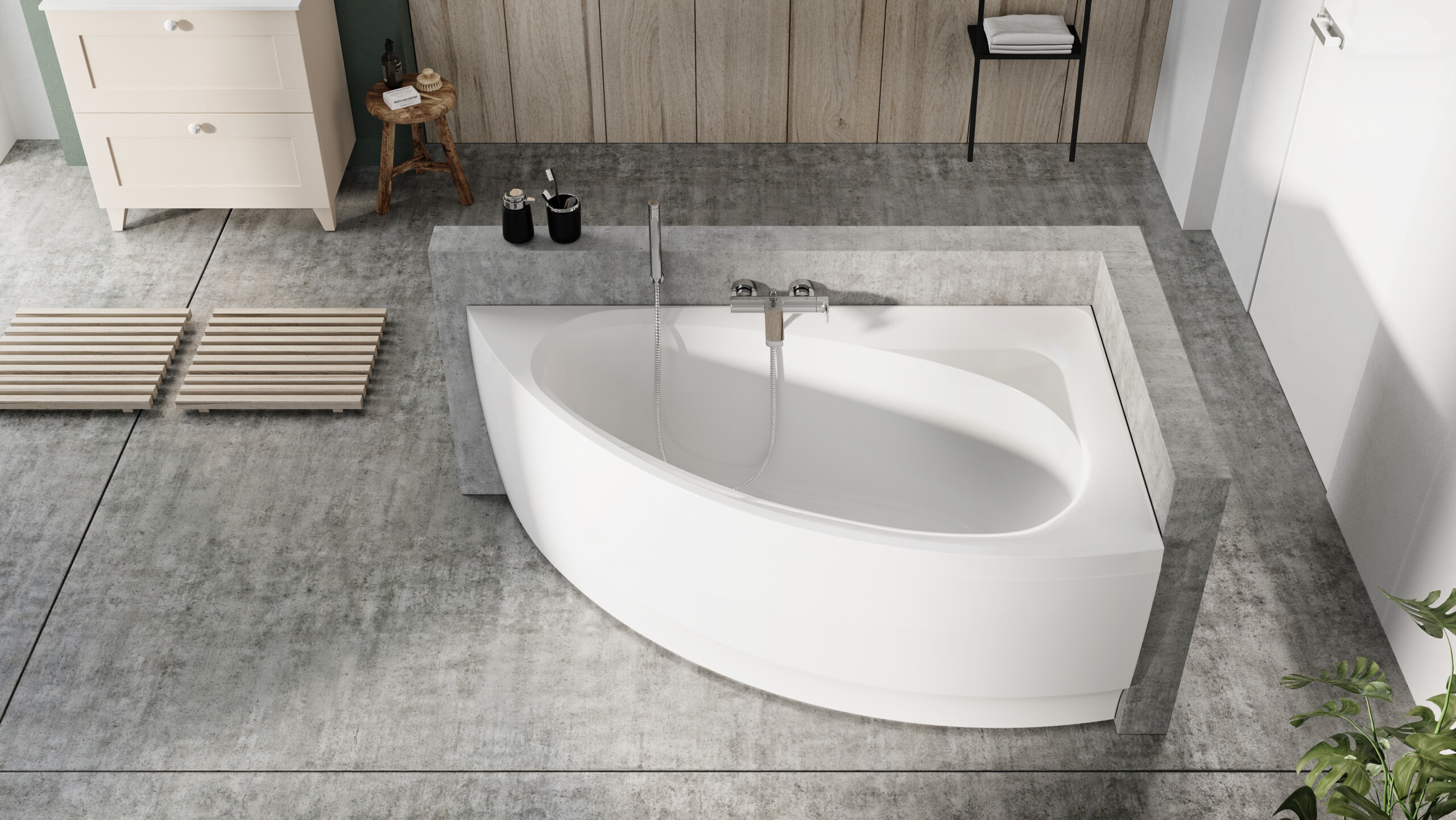 Balteco Idea akrüülvann elegantse tilgakujuga, kolme mõõduga, Panel+ paneeli ja toonitud dušiseina võimalusega. Eesti disain ja tootmine.