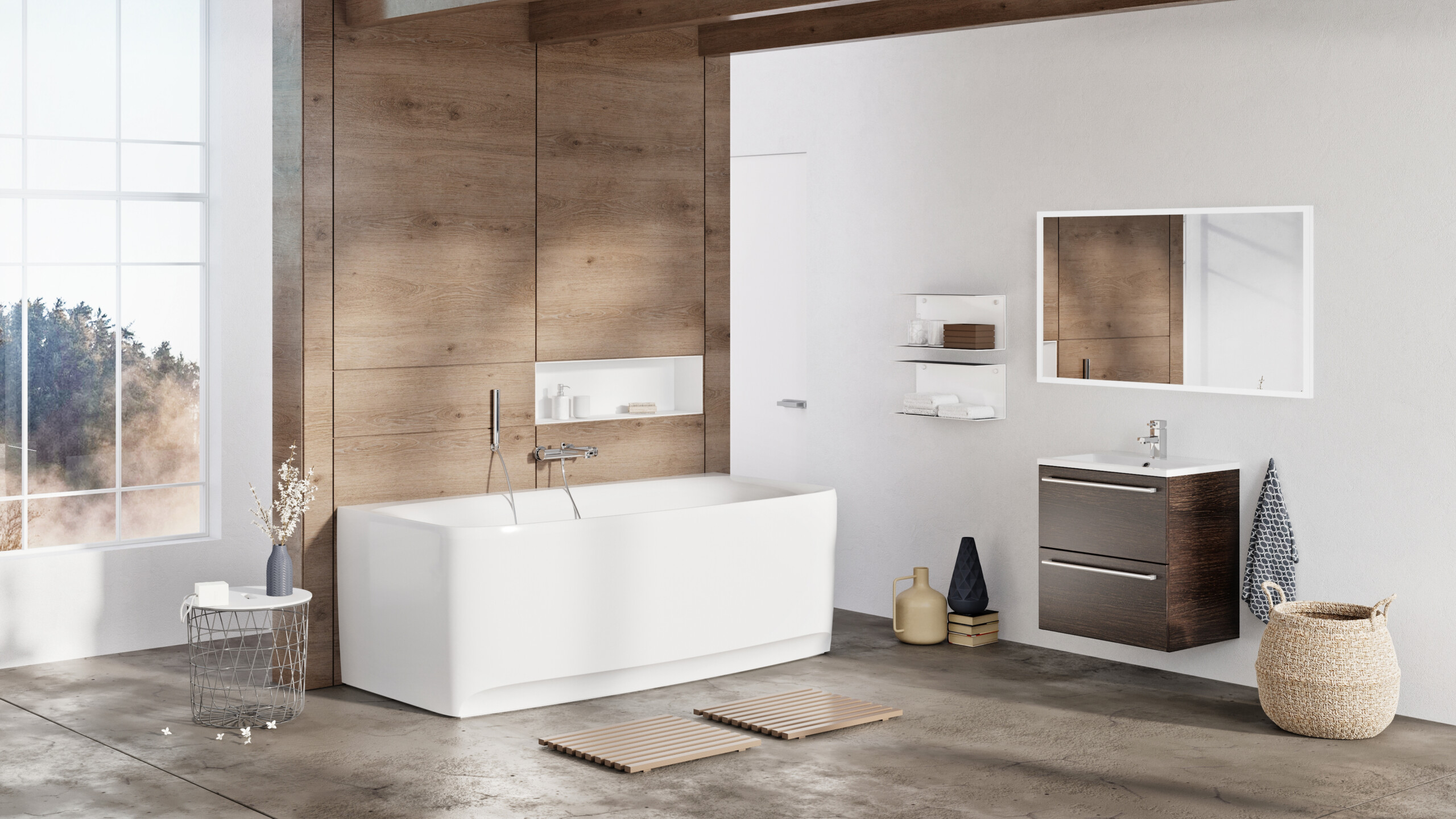 Balteco Loop akrüülvann, modernse disaini ja mugava kujuga, kvaliteetsest akrüülmaterjalist ja tugeva konstruktsiooniga vann kaasaegses vannitoas.