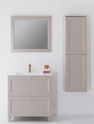 Balteco Classic vannitoamööbel klassikalise disainiga, BLUM Tandembox sahtlid, Xonyx lettvalamu ja eelkomplekteeritud kapid.