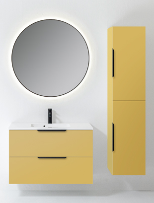 Balteco Forma vannitoamööbel ajatu stiili ja praktilise disainiga, eelkoostatud kapid, PVC viimistlus, Xonyx lettvalamu ja LED-peegel.