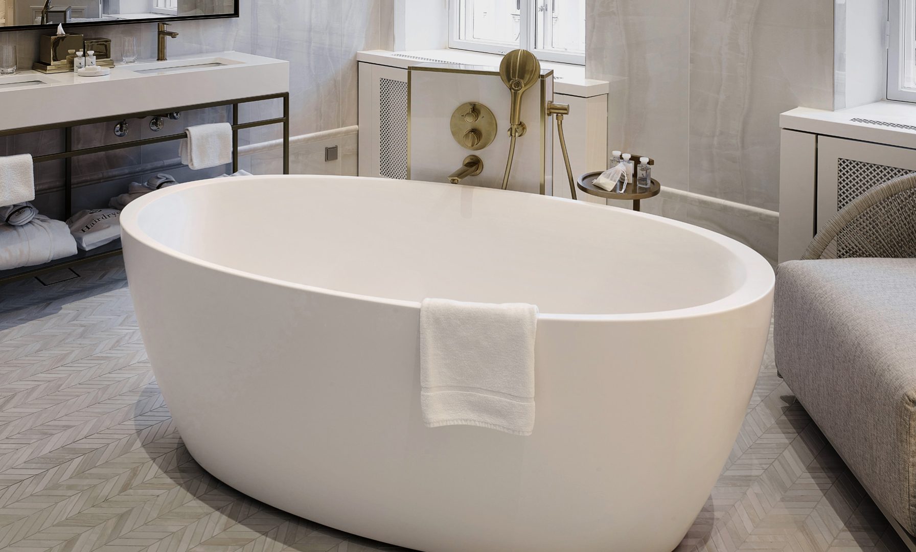 Senzo bathtub in a bathroom at the five-star Hotel Maria in Helsinki